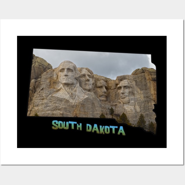 South Dakota State Outline (Mount Rushmore) Wall Art by gorff